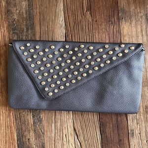 Charming Charlie Gray Clutch with Gold Accents